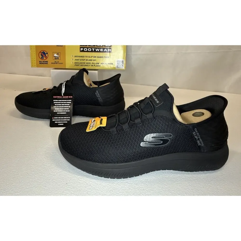 Skechers Men’s Slip-ins Work Shoes Black Slip Resistant Sneaker Size 12
